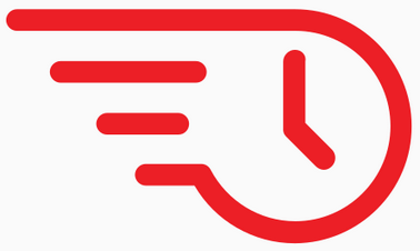 Icon of a clock, conveying speed